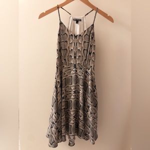 Express Fitted Snakeskin High Neck Mini Dress